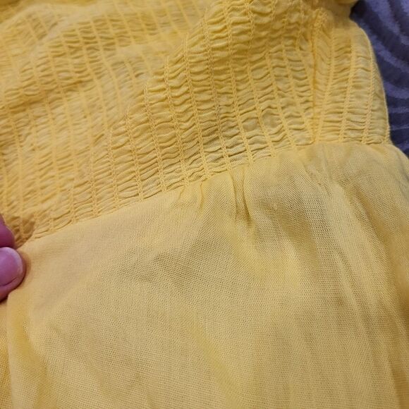 Bright Yellow Size Large Smocked Top - Picture 2 of 9